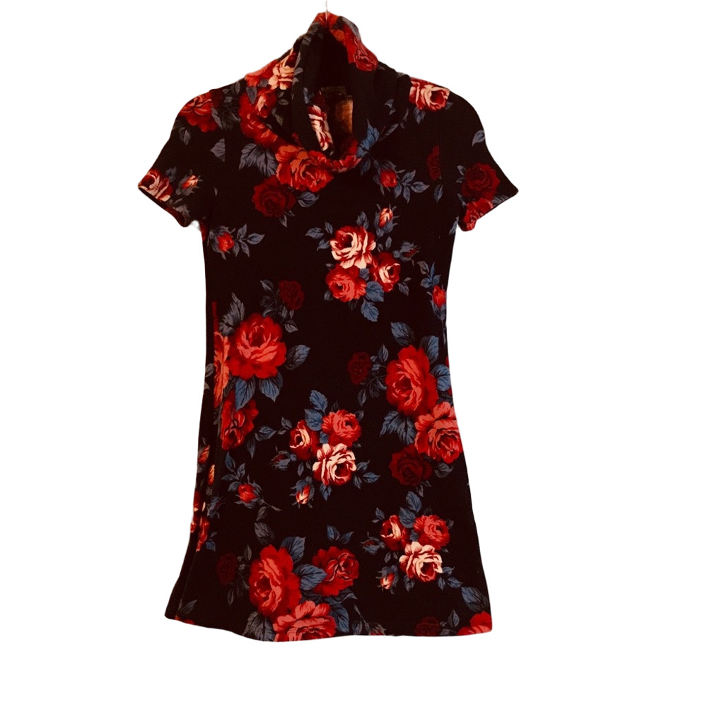 Knitted floral tunic/dress, Sz S